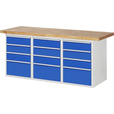 RAU Werkbank 7000 2.000 x 890 x 900 mm (B x H x T) enzianblau lichtgrau