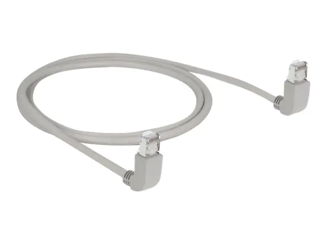 Delock - Patch-Kabel - RJ-45 (M) nach oben gewinkelt zu RJ-45 (M) nach oben gewinkelt - 1 m - S/FTP - CAT 6a - geschirmt, halogenfrei - Grau