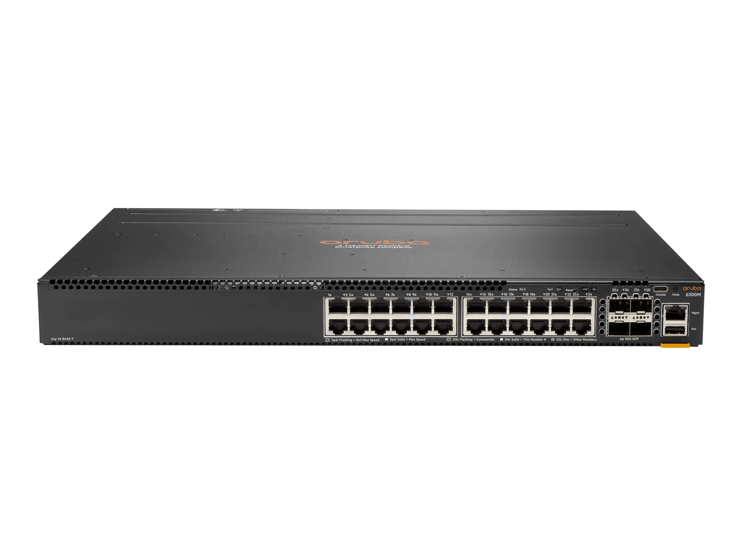 HPE Aruba 6300F - Switch - L3 - managed - 24 x 10/100/1000 + 4 x 1 Gigabit / 10 Gigabit / 25 Gigabit / 50 Gigabit SFP56 (Uplink / Stacking) JL668AR