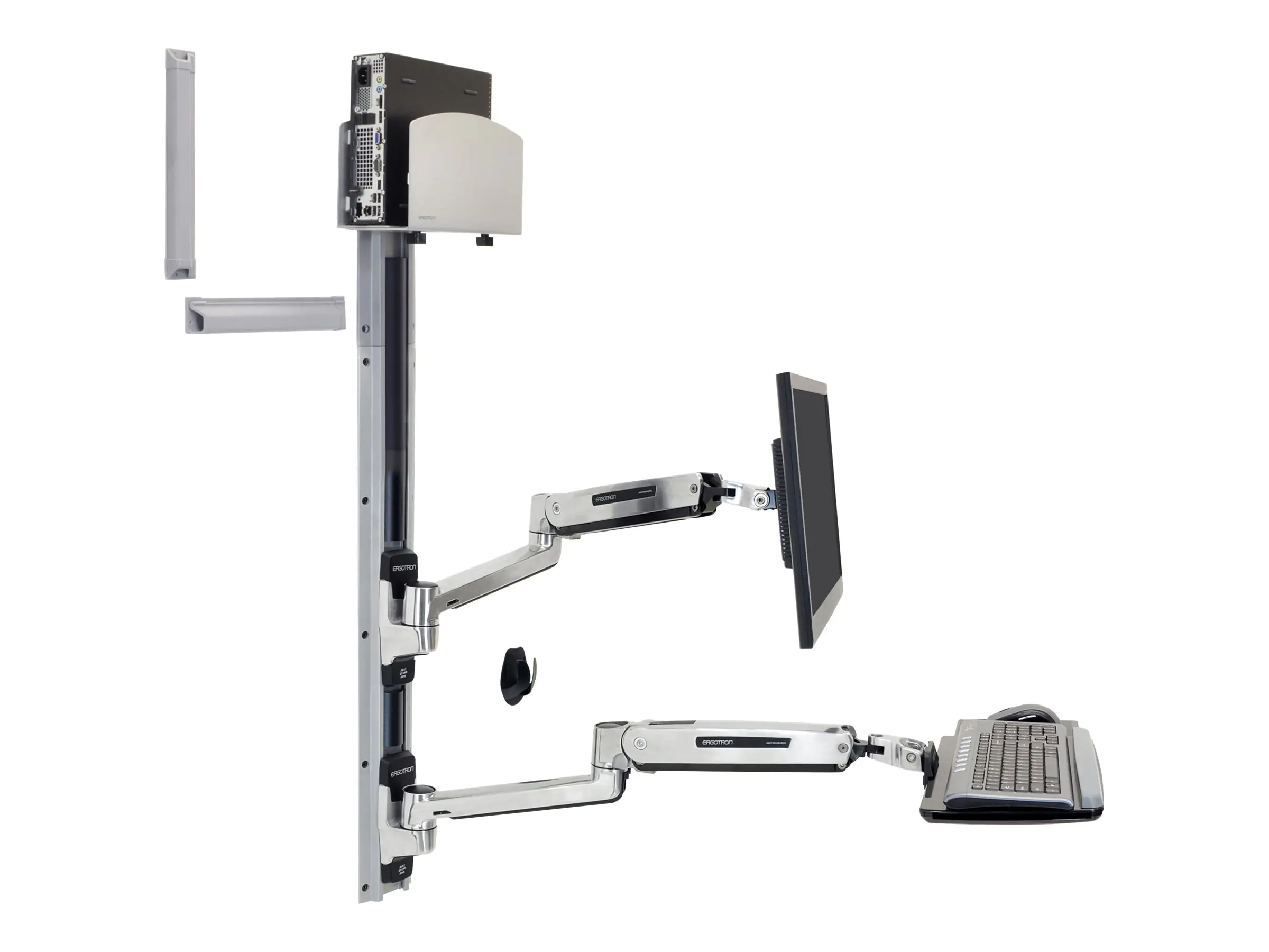 Ergotron LX - Befestigungskit (CPU-Halter, Maushalterung, 2 Schienenabdeckungen, Tastaturarm, 2 Kabelkanäle, Handgelenkkissen, Steh-Sitz-Arm, Wandschiene 10", Wandschiene 34") - Konstante Krafttechnologie - für LCD-Display / PC-Ausrüstung - mittlerer CPU-