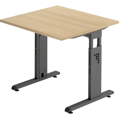 Hammerbacher Schreibtisch VOS08/E/G C-Fuß 80x80cm eiche/graphit