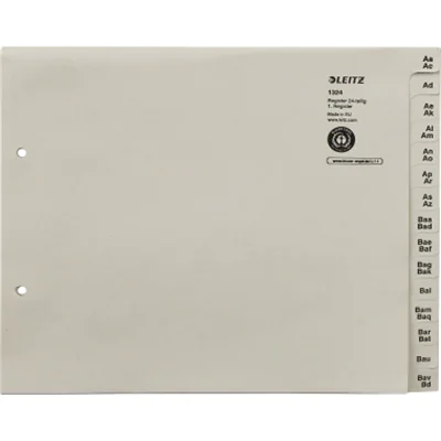 Leitz Registerserie 13240085 DIN A4 A-Z für 24Ordner Tauenpapier grau Leitz Registerserie 13240085 DIN A4 A-Z für 24Ordner Tauenpapier grau