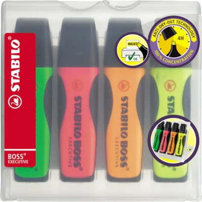 STABILO Textmarker BOSS EXECUTIVE 73/4 2-5mm sortiert 4 St./Pack. STABILO Textmarker BOSS EXECUTIVE 73/4 2-5mm sortiert 4 St./Pack.