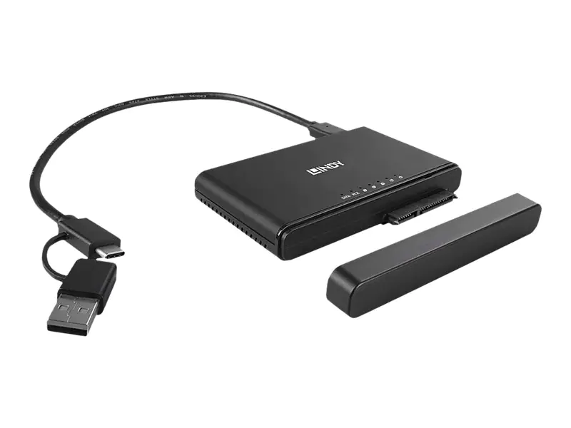 Lindy - HDD / SSD Dockingstation - 2.5", 3.5", M.2 (6.4 cm, 8.9 cm) - SATA 6Gb/s / PCIe 3.0 x2 (NVMe) - USB-C 3.2 (Gen 2) - Schwarz
