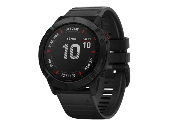 Garmin fenix 6X Pro - Schwarz - Sportuhr mit Band - Silikon - schwarz - Anzeige 3.6 cm (1.4") - 32 GB - Bluetooth, Wi-Fi, ANT+ - 66 g