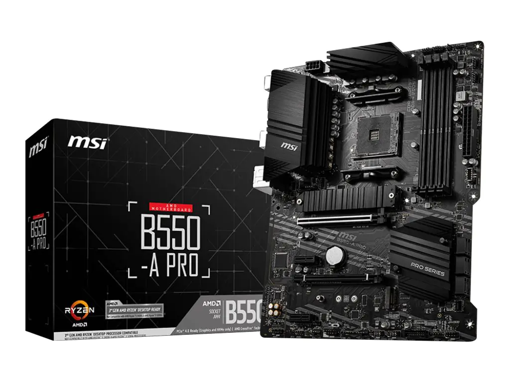 MSI B550-A PRO - Motherboard - ATX - Socket AM4 - AMD B550 Chipsatz - USB-C Gen2, USB-C Gen1, USB 3.2 Gen 1, USB 3.2 Gen 2 - Gigabit LAN - Onboard-Grafik (CPU erforderlich) 7C56-002R