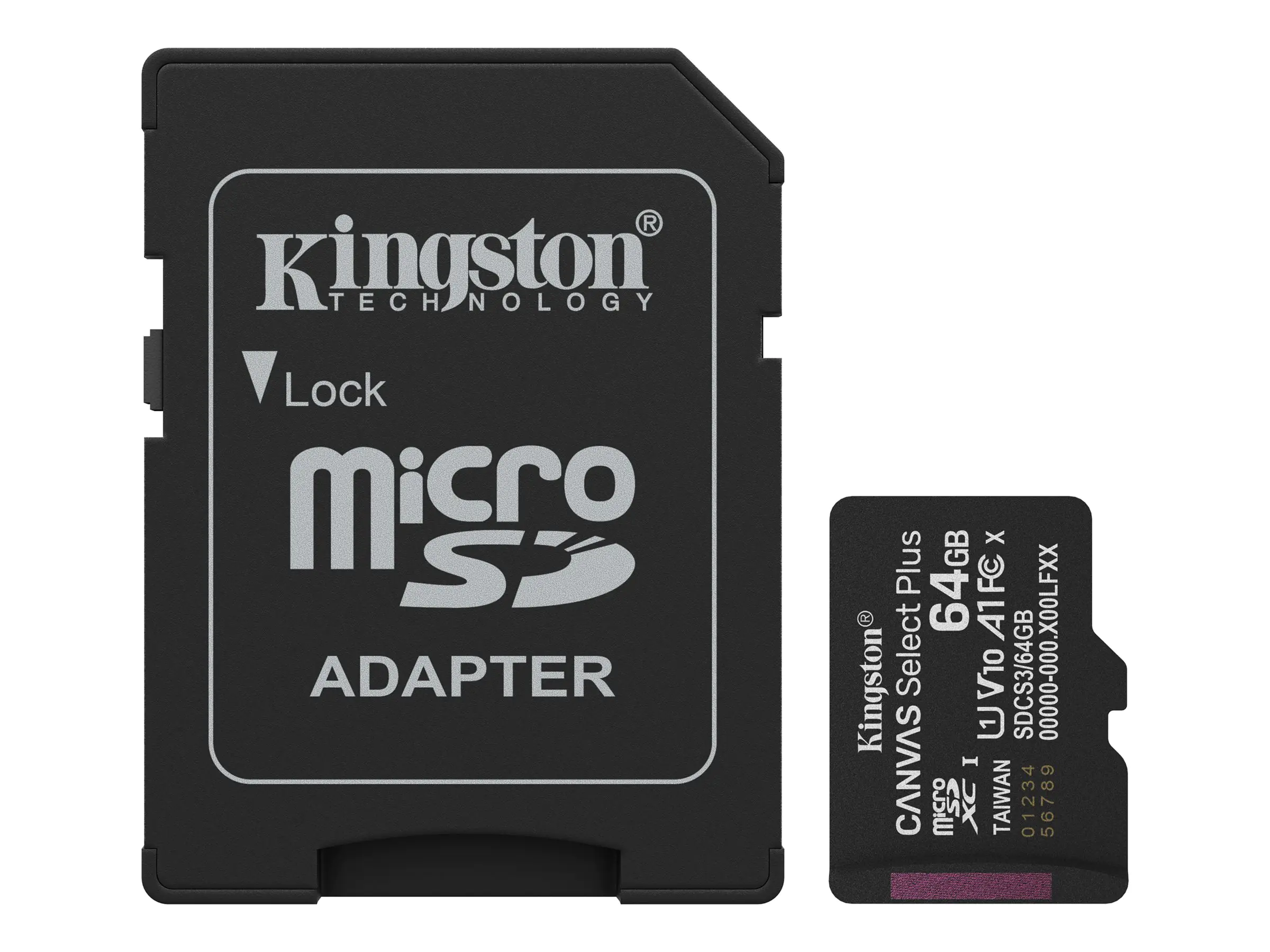 Kingston Canvas Select Plus - Flash-Speicherkarte (microSDXC-an-SD-Adapter inbegriffen) - 64 GB - A1 / Video Class V10 / UHS-I U1 / Class10 - microSDXC UHS-I