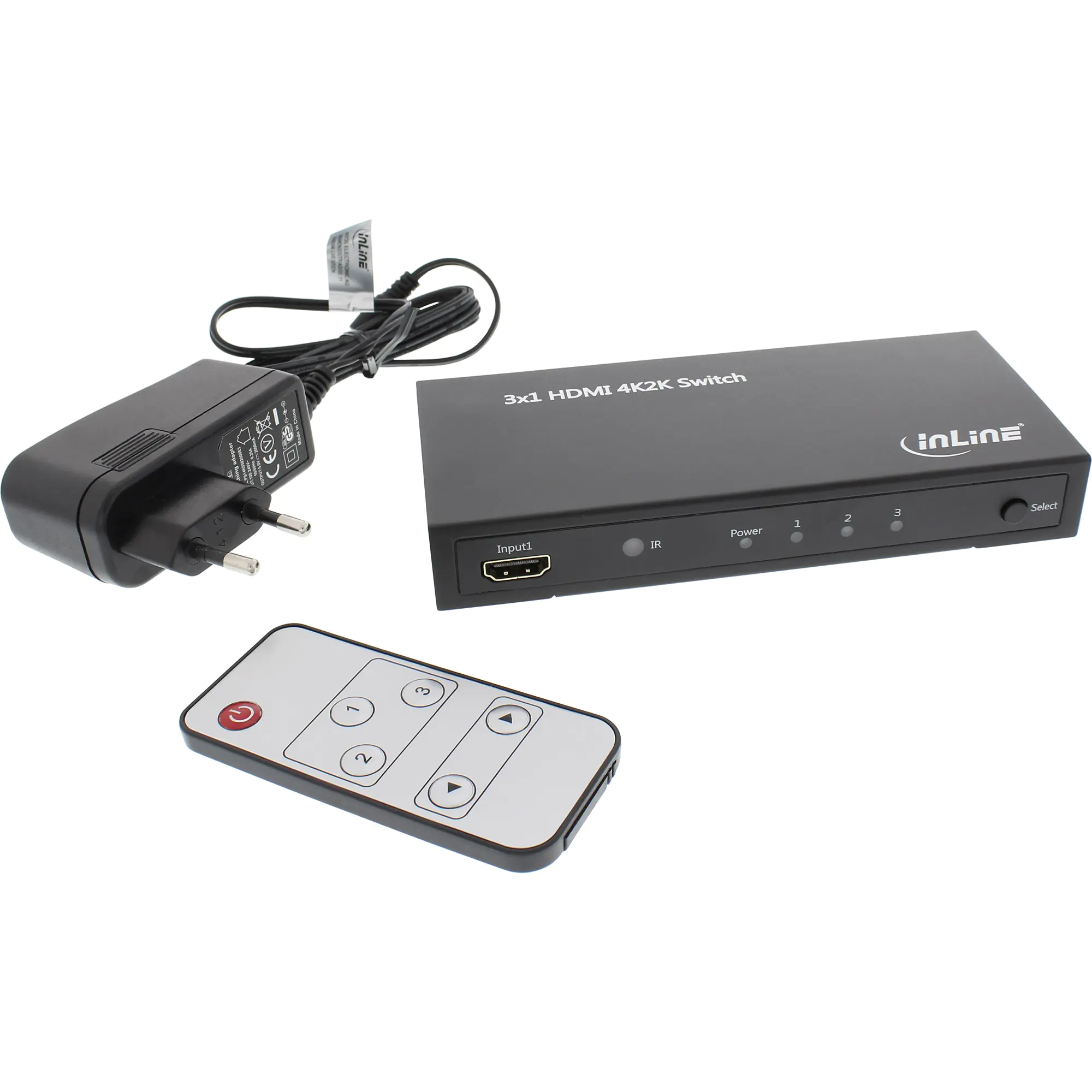 InLine HDMI Switch / Umschalter - 3 Eingänge auf 1 Ausgang - 4K2K - 3D - HD Audio 65014