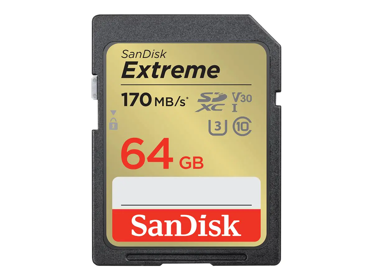 SanDisk Extreme - Flash-Speicherkarte - 64 GB - Video Class V30 / UHS-I U3 / Class10 - SDXC UHS-I SanDisk Extreme - Flash-Speicherkarte - 64 GB - Video Class V30 / UHS-I U3 / Class10 - SDXC UHS-I