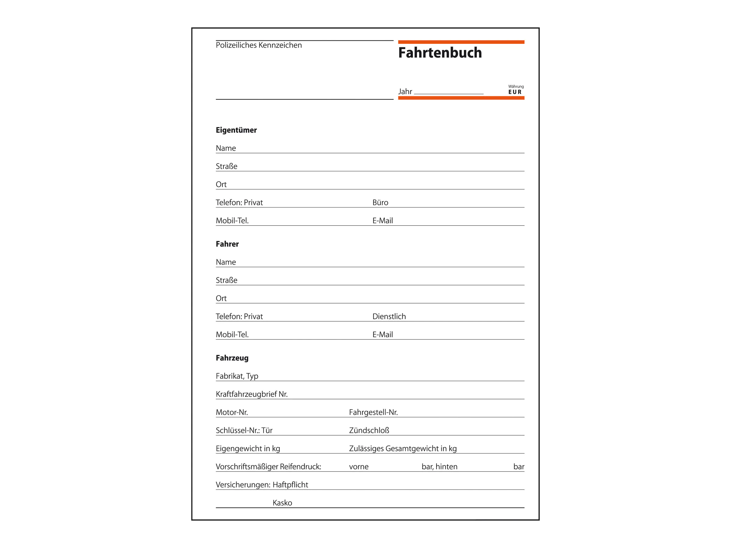 Sigel Fahrtenbuch - 32 Blatt - A5 (148 x 210 FA514