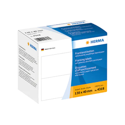 HERMA Frankieretikett 4318 130x40mm weiß 1.000 St./Pack. HERMA Frankieretikett 4318 130x40mm weiß 1.000 St./Pack.