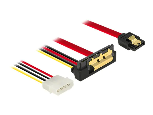 Delock - SATA-Kabel - Serial ATA 150/300/600 - interne Stromversorgung, 4-polig, SATA gerade bis SATA Combo (R) nach unten gewinkelt - 30 cm