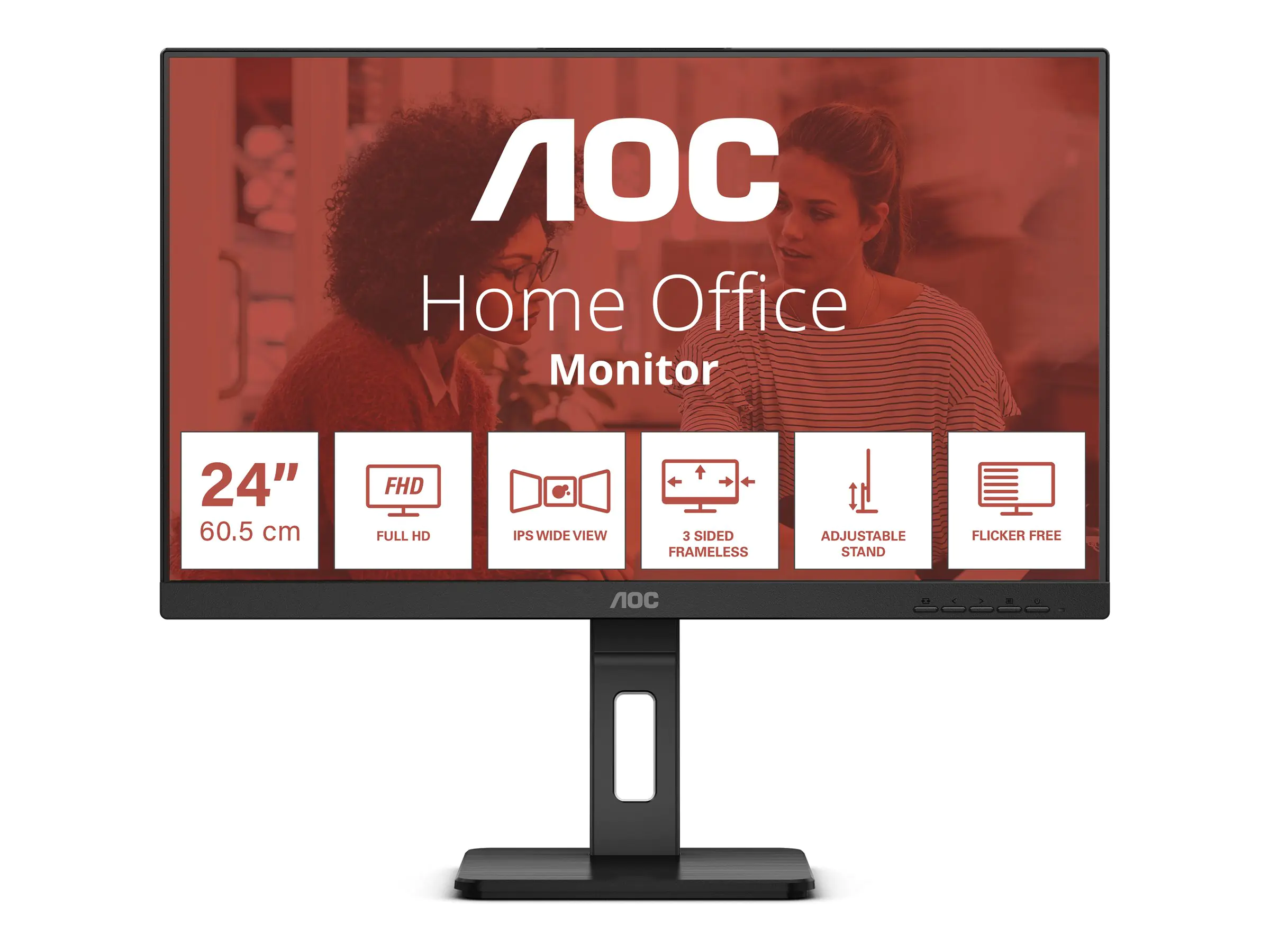 AOC 24E3QAF - LED-Monitor - 60.5 cm (24") - 1920 x 1080 Full HD (1080p) @ 75 Hz - IPS - 1000:1 - 4 ms - HDMI, VGA, DisplayPort - Lautsprecher - Textured Black