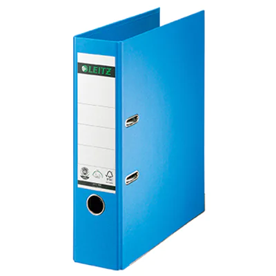 Leitz Ordner 80mm DIN A4 Rückenschild: geklebt Werkstoff: Pappe Material außen: Papier Material innen: Papier hellblau