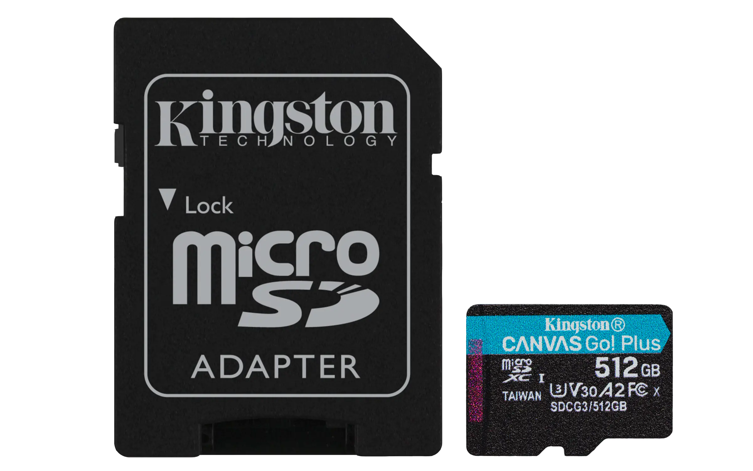 Kingston Canvas Go! Plus - Flash-Speicherkarte (microSDXC-an-SD-Adapter inbegriffen) - 512 GB - A2 / Video Class V30 / UHS-I U3 / Class10 - microSDXC UHS-I