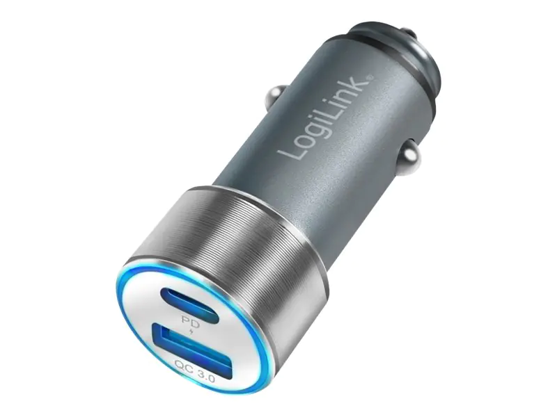 LogiLink - Auto-Netzteil - 36 Watt - 3 A - PD 3.0, QC 3.0 - 2 Ausgabeanschlussstellen (USB, 24 pin USB-C) LogiLink - Auto-Netzteil - 36 Watt - 3 A - PD 3.0, QC 3.0 - 2 Ausgabeanschlussstellen (USB, 24 pin USB-C)
