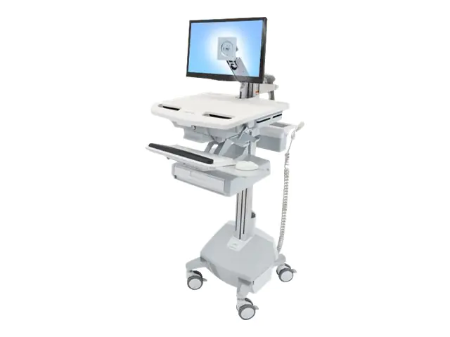 Ergotron Wagen (nur Laden) - offene Architektur - für LCD-Display / PC-Ausrüstung - medizinisch - Aluminium, verzinker Stahl, hochwertiger Kunststoff - Grau, weiß, Polished Aluminum - Bildschirmgröße: bis zu 61 cm (bis zu 24 Zoll) SV44-1212-2