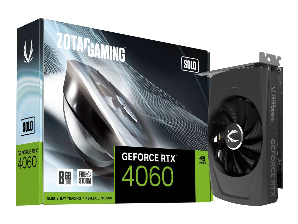 ZOTAC GAMING GeForce GeForce RTX 4060 8GB SOLO - Grafikkarten - GeForce RTX 4060 - 8 GB GDDR6 - PCIe 4.0 x8 - HDMI, 3 x DisplayPort - Box