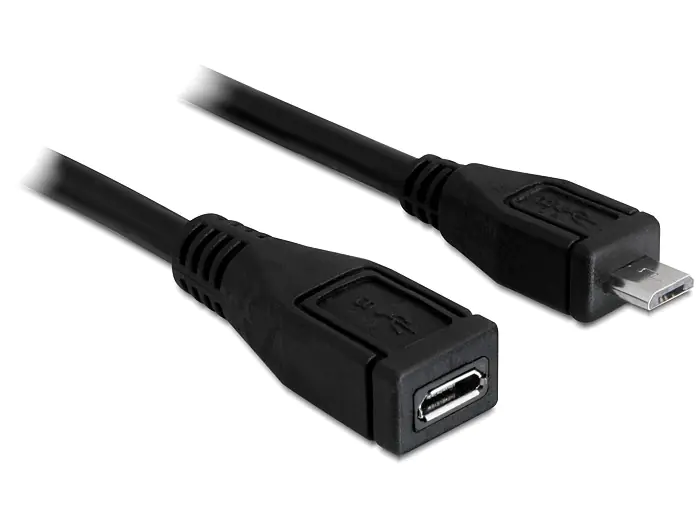 Delock - USB-Verlängerungskabel - Micro-USB Typ B (M) zu Micro-USB Typ B (W) - 1 m - Schwarz
