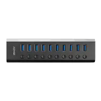 Lindy - Hub - mit Ein-/Aus-Schaltern - 10 x SuperSpeed USB 3.0 - Desktop