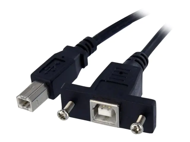 StarTech 90cm USB B auf B Blendenmontage Kabel - Bu/St - USB Verlängerungskabel - Einbaubuchsen Kabel Verlängerung - USB-Kabel - USB Typ B (M) zu USB Typ B (W) - USB 2.0 - 90 cm - geformt - Schwarz - für P/N: USB2HAB10, USB2HAB15, USB2HAB30AC, USB2HAB50AC