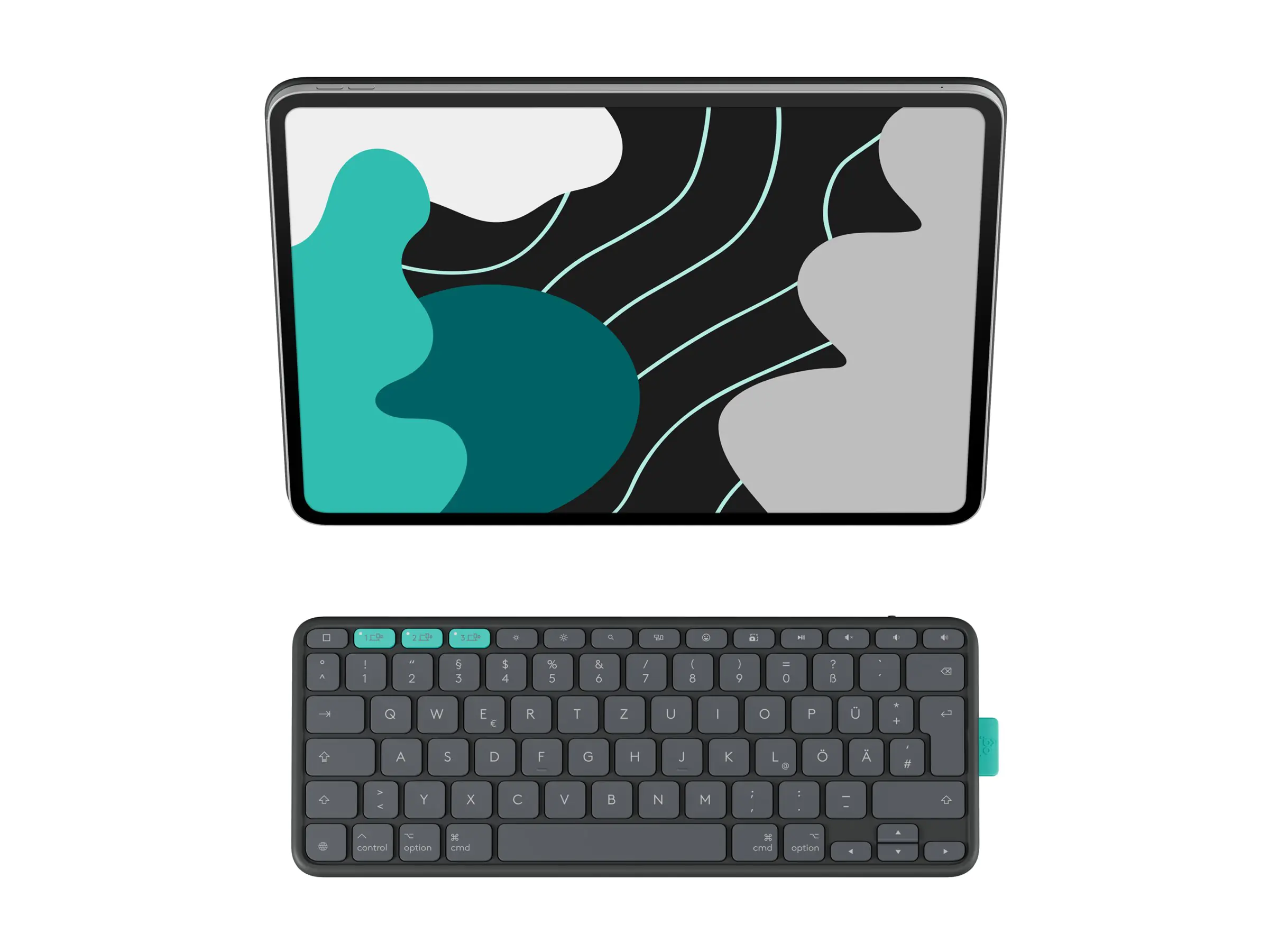 Logitech Flip Folio - Tastatur und Foliohülle - full size - kabellos - Bluetooth 5.1 LE - QWERTZ - Deutsch - Graphite - für Apple 13-inch iPad Air (M2, M3) 920-013382