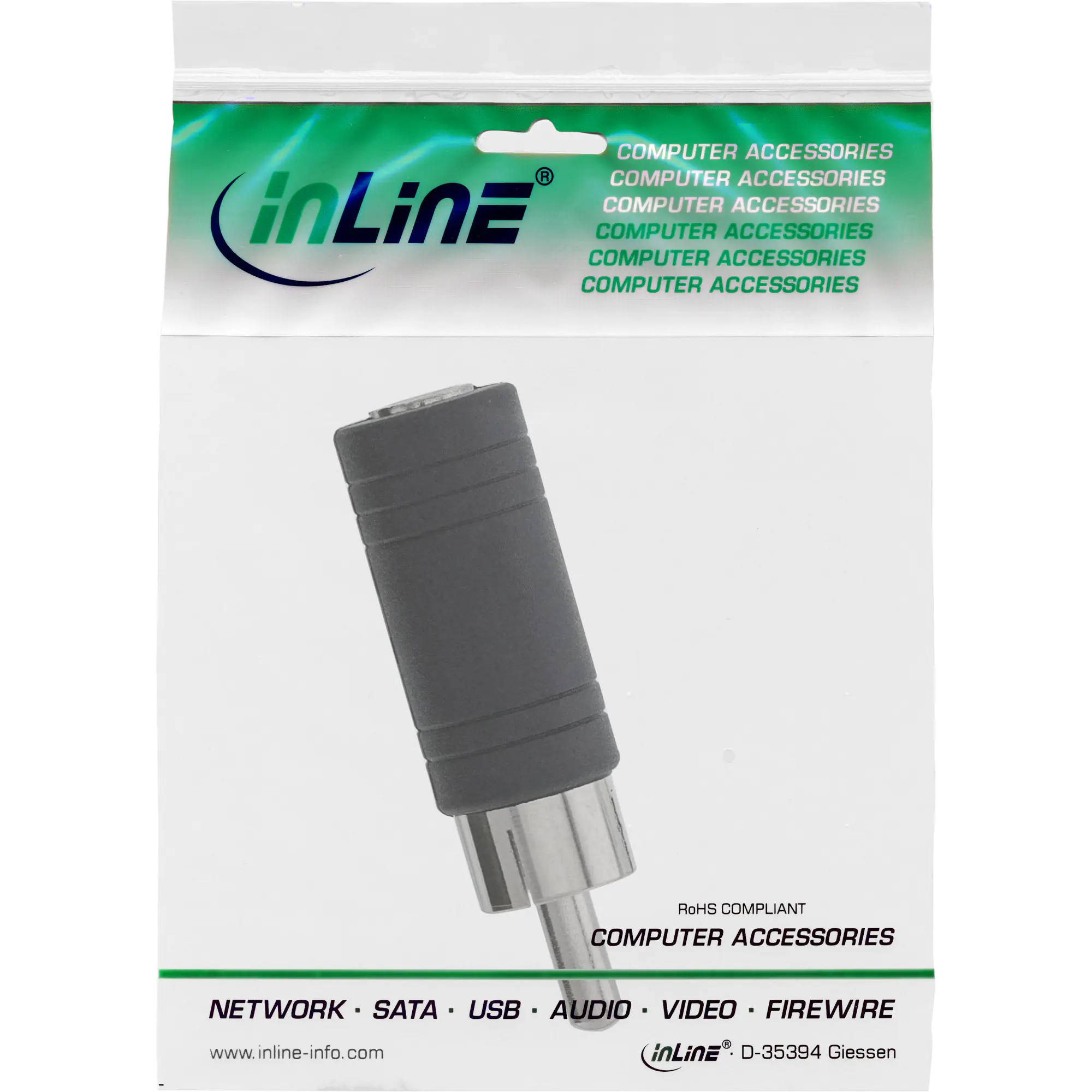 InLine - Audio-Adapter - RCA männlich zu Mono Mini-Stecker weiblich - Schwarz