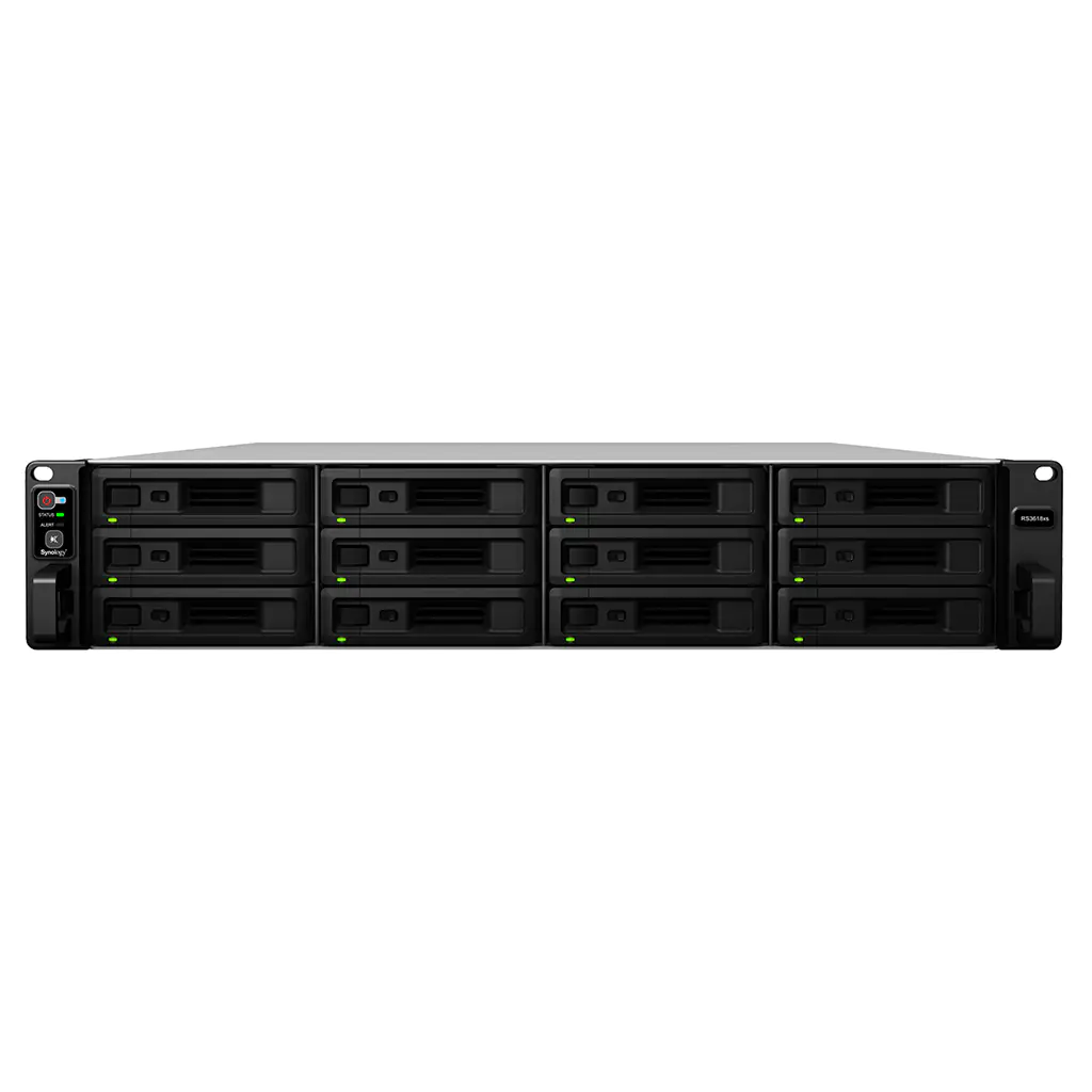 Synology RackStation RS3618XS - NAS-Server - 12 Schächte - Rack - einbaufähig - SATA 6Gb/s - RAID RAID 0, 1, 5, 6, 10, JBOD, RAID F1 - RAM 8 GB - Gigabit Ethernet - iSCSI Support - 2U