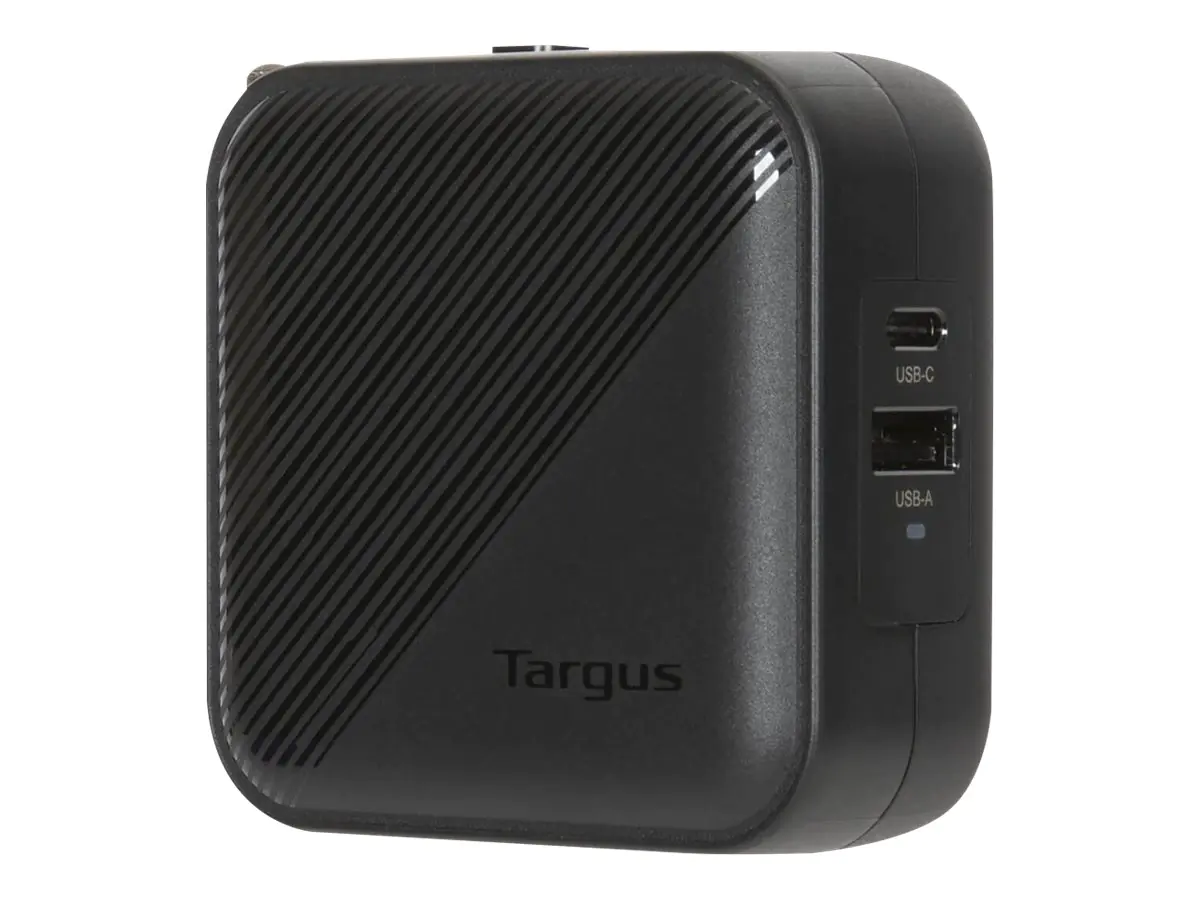 Targus - Netzteil - GaN - 65 Watt - PD - 2 Ausgabeanschlussstellen (24 pin USB-C, USB Typ A) - Schwarz