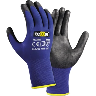 teXXor® Arbeitshandschuhe TOUCH 8 93 % Nylon, 7 % Gummi blau/schwarz teXXor® Arbeitshandschuhe TOUCH 8 93 % Nylon, 7 % Gummi blau/schwarz
