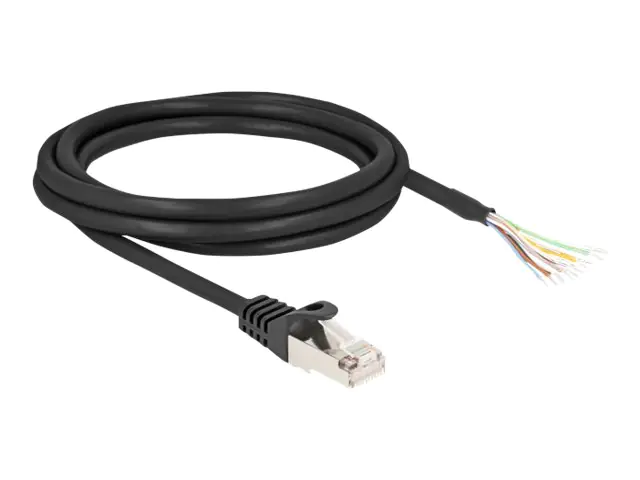 Delock - Netzwerkkabel - RJ-50 (M) zu ohne Stecker - 2 m - S/FTP - geformt, ohne Haken - Schwarz