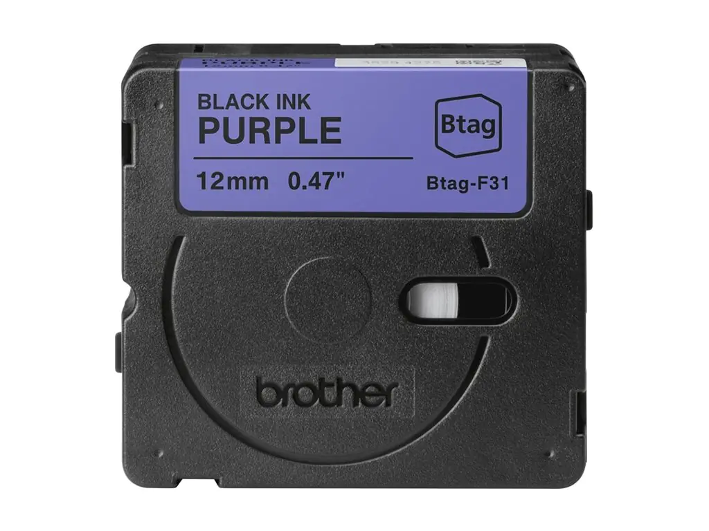 Brother Etikettenband BTAGF31 Schwarz auf Purpurrot Rolle (1,2 cm x 4m)