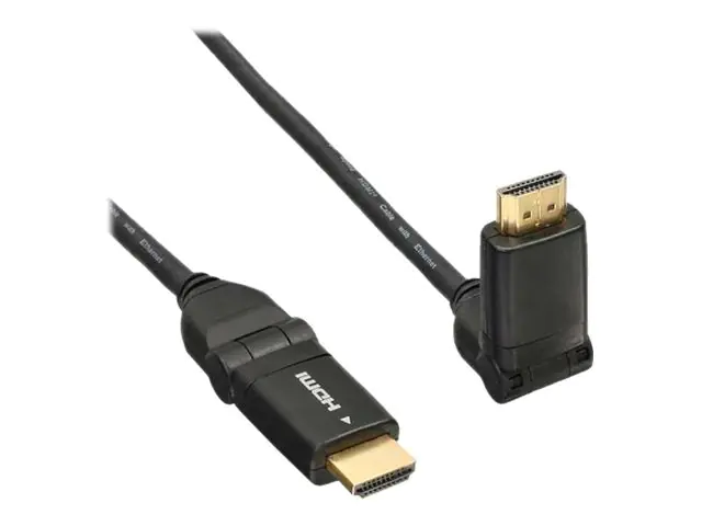 InLine High Speed - HDMI-Kabel mit Ethernet - HDMI männlich zu HDMI männlich - 1.5 m - dreifach abgeschirmtes Twisted-Pair-Kabel - Schwarz - 180° drehbarer Stecker