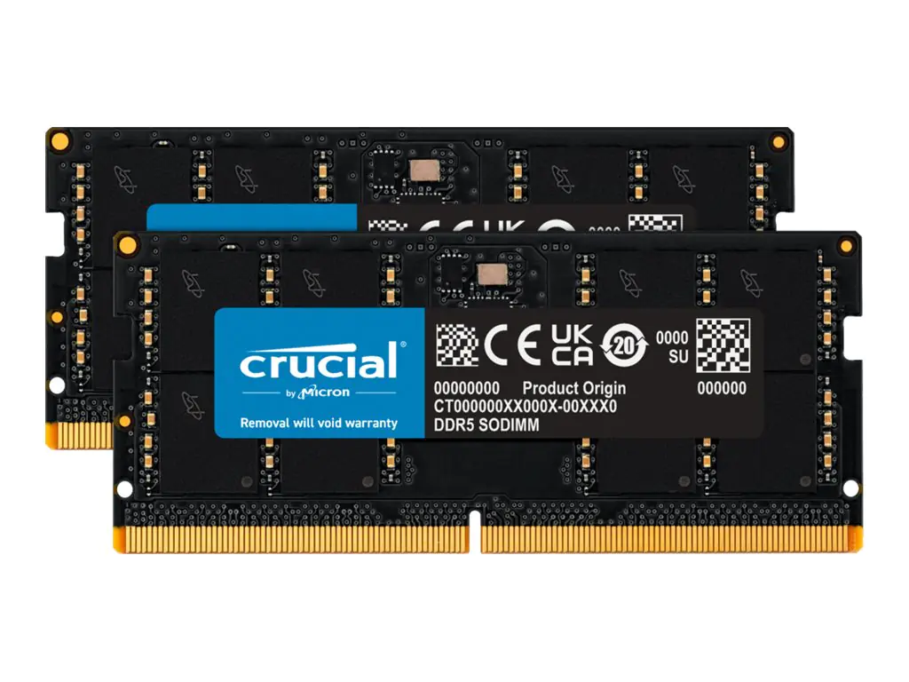 Crucial - DDR5 - Kit - 128 GB: 2 x 64 GB - SO DIMM 262-PIN - 2800 MHz / PC5-44800 - 1.1 V - on-die ECC - Schwarz