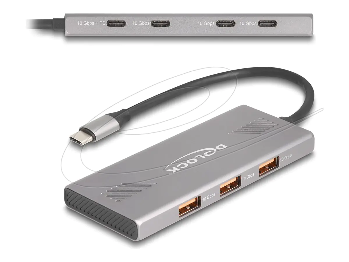 Delock Hub - 10 Gbps, mit Power Delivery 80