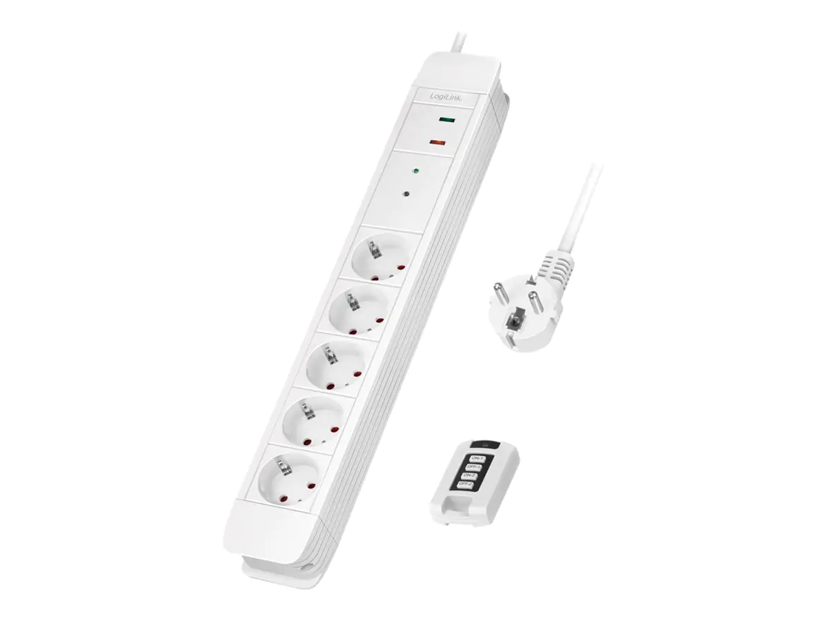 LogiLink Steckdosenleiste - Wechselstrom 230 V - 3680 Watt - Eingabe, Eingang power CEE 7/7 - Ausgangsanschlüsse: 5 (5 x Stecker CEE 7/3) LPS402
