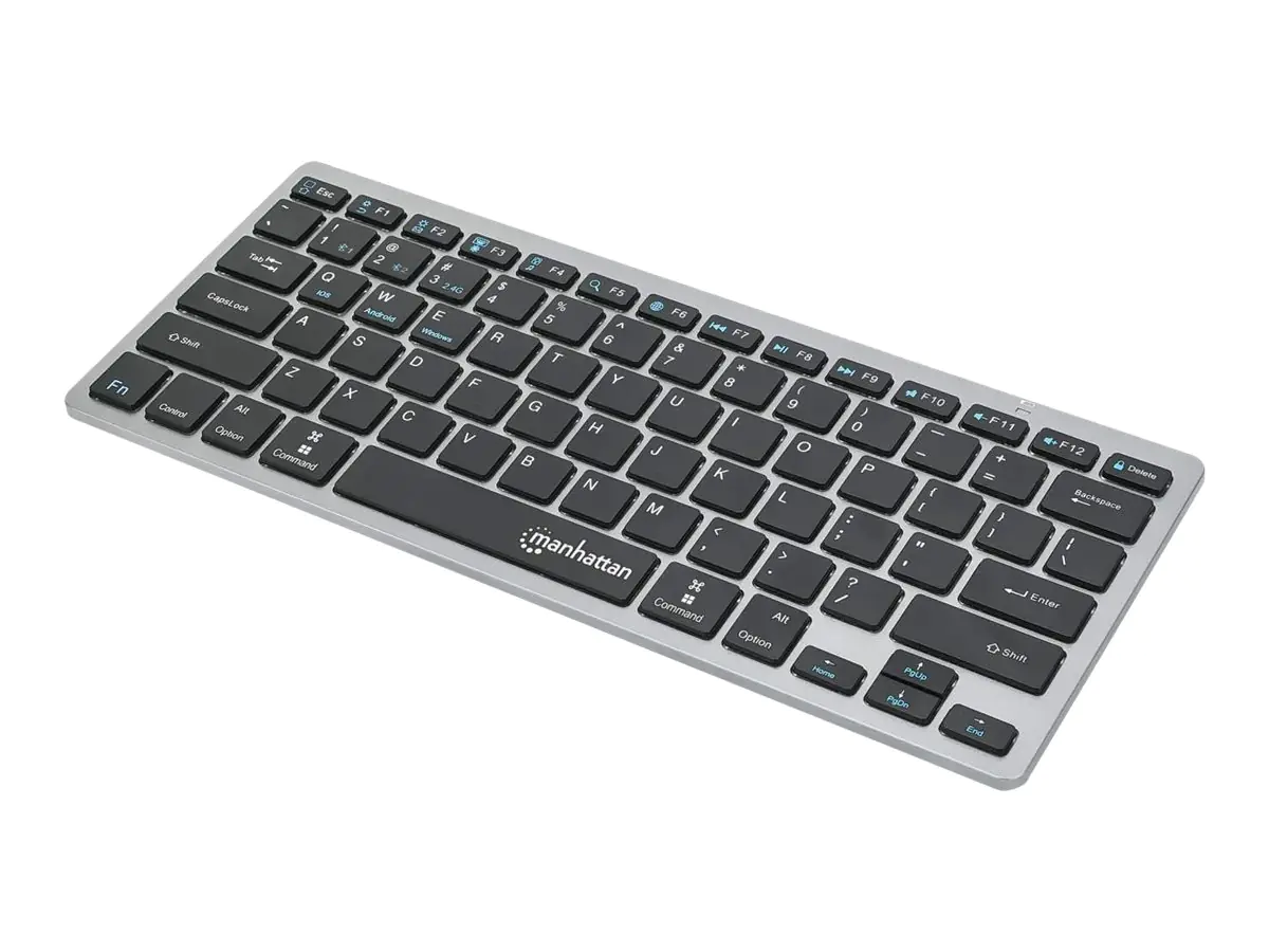 Manhattan Ultra Slim Dual-Mode - Tastatur - kabellos - 2.4 GHz, Bluetooth 3.0 - QWERTZ - USA - Schwarz/Dunkelgrau - retail Manhattan Ultra Slim Dual-Mode - Tastatur - kabellos - 2.4 GHz, Bluetooth 3.0 - QWERTZ - USA - Schwarz/Dunkelgrau - retail