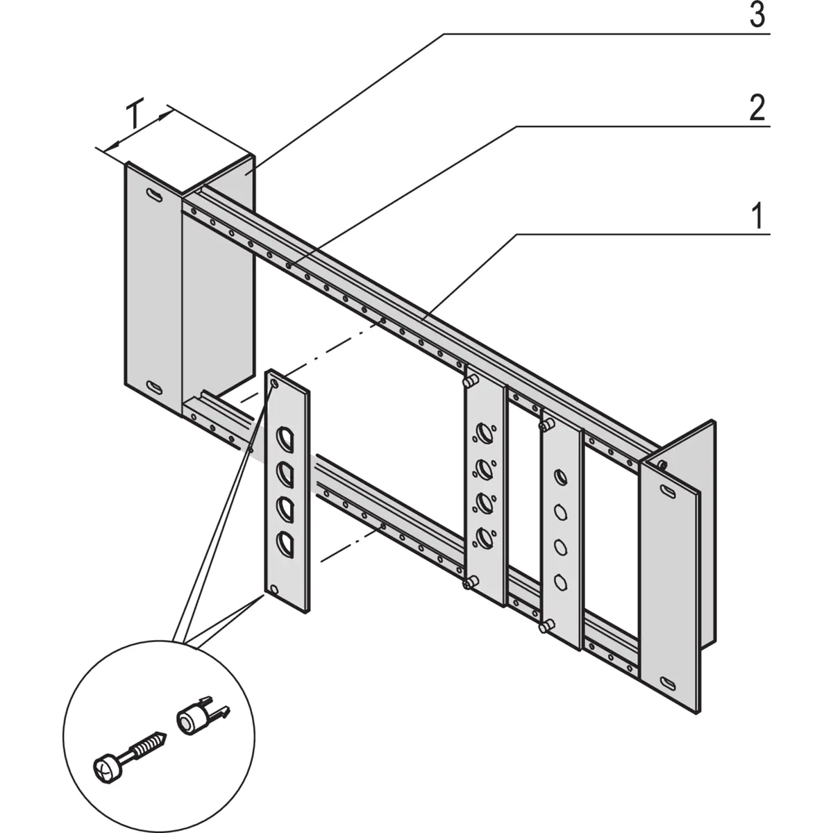 SCHROFF PROLINE 19" module support without strain relief - Unterstützung für Modul-Rackmontage - 3U - 48.3 cm (19") 20118630