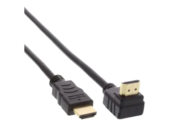 InLine High Speed - HDMI-Kabel mit Ethernet - HDMI männlich zu HDMI männlich - 1 m - STP-Kabel - Schwarz - 90° Stecker, 4K Unterstützung
