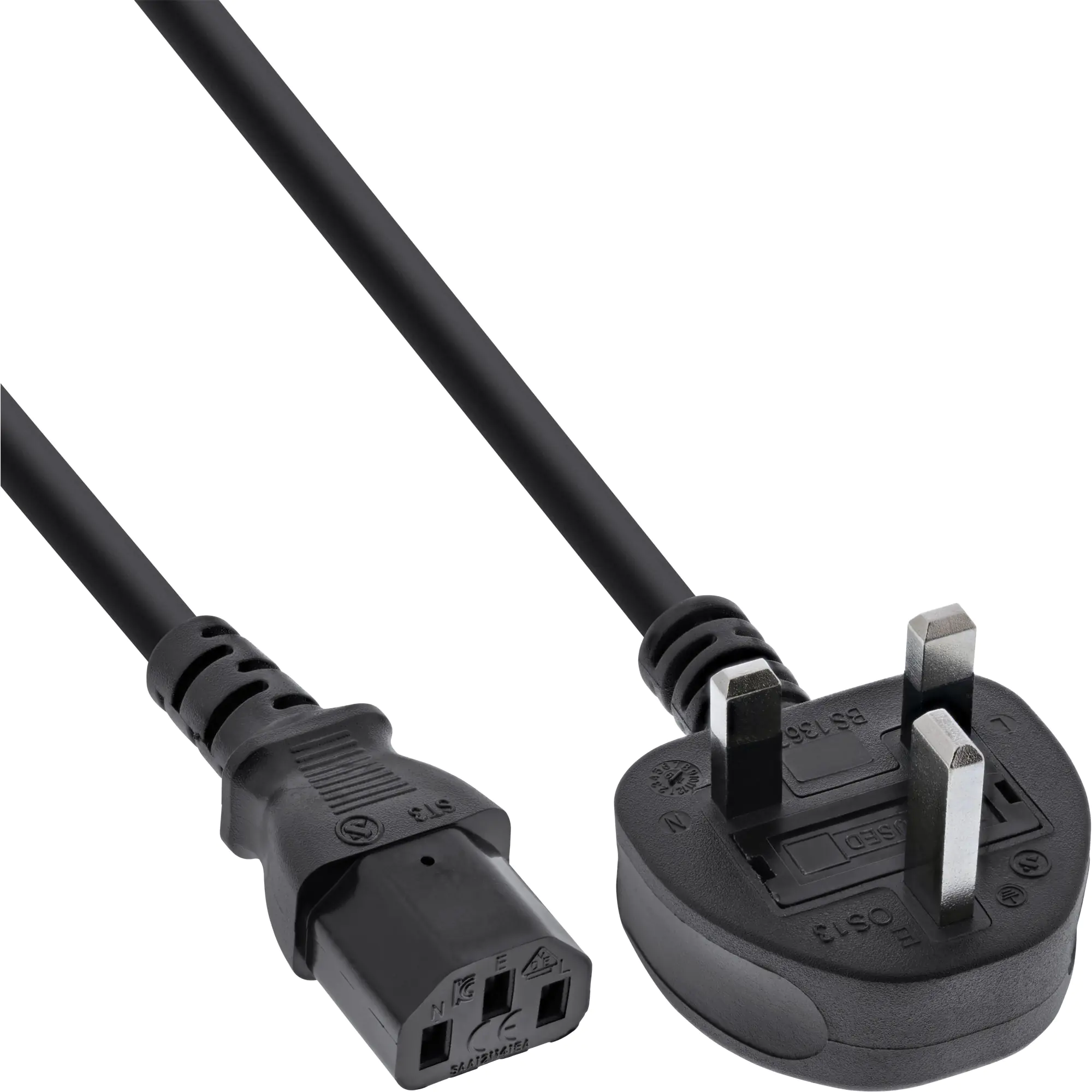 InLine Netzkabel - Netzstecker England auf Kaltgerätestecker C13 - 1,8m 16652E