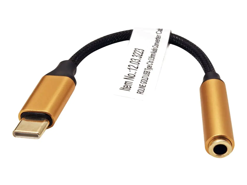 Roline Gold - Audio-Adapter - 24 pin USB-C männlich zu mini-phone stereo 3.5 mm weiblich - 13 cm - Schwarz, Gold