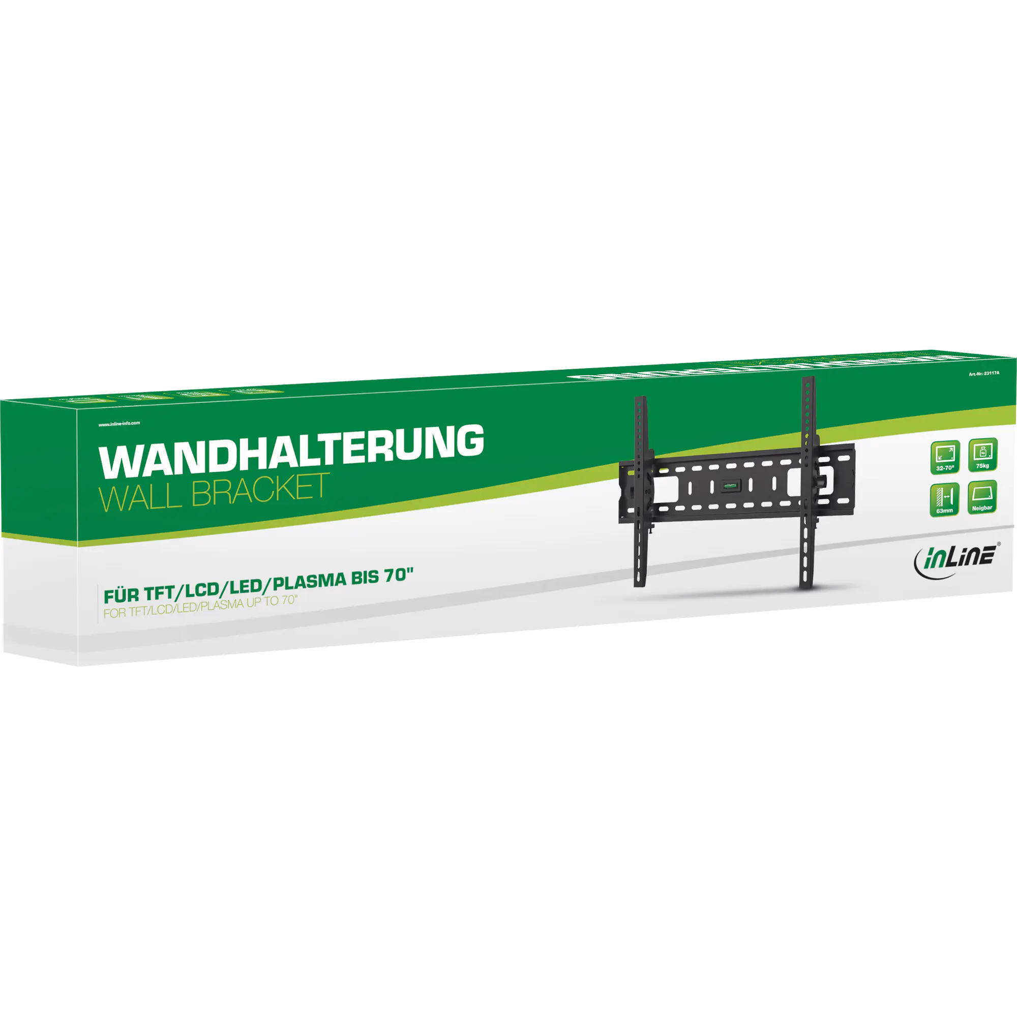 InLine - Befestigungskit (Wandbefestigung) - für Flachbildschirm - Bildschirmgröße: 81-152 cm (32"-60")