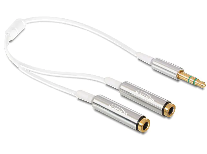 Delock - Audio-Splitter - mini-phone stereo 3.5 mm männlich zu mini-phone stereo 3.5 mm weiblich - 25 cm - weiß
