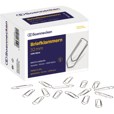 Soennecken Briefklammer 1353 32mm verzinkt 1.000 St./Pack. Soennecken Briefklammer 1353 32mm verzinkt 1.000 St./Pack.
