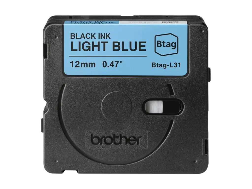 Brother Etikettenband BTAGL31 Schwarz auf hellblau Rolle (1,2 cm x 4 m)