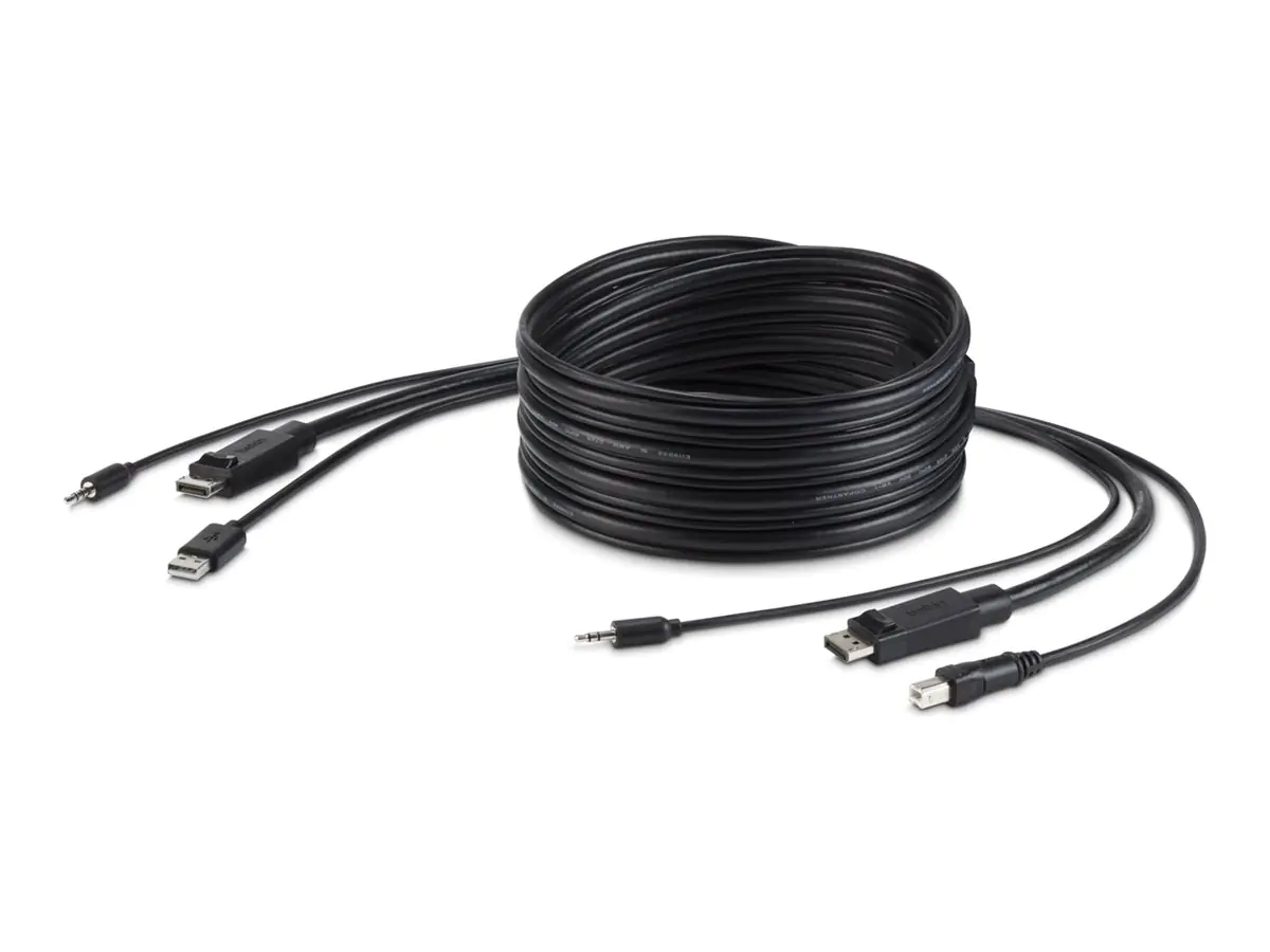 Belkin Secure KVM Combo Cable - Tastatur- / Video- / Maus- / Audio-Kabel - TAA-konform - USB, Mini-Stecker, DisplayPort (M) zu mini-phone stereo 3.5 mm, USB Typ B, DisplayPort (M) - 1.83 m - Schwarz