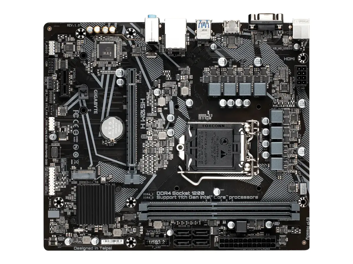 Gigabyte H510M H - 1.0 - Motherboard - micro ATX - LGA1200-Sockel - H510 Chipsatz - USB 3.2 Gen 1 - Gigabit LAN - Onboard-Grafik (CPU erforderlich) - HD Audio (8-Kanal)