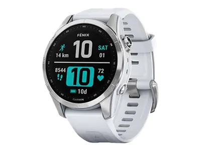 Garmin fenix 7S - 42 mm - silber - Sportuhr mit Band - Silikon - Whitestone - Handgelenkgröße: 108-182 mm - Anzeige 3.04 cm (1.2") - 16 GB - Bluetooth, Wi-Fi, ANT+ - 63 g
