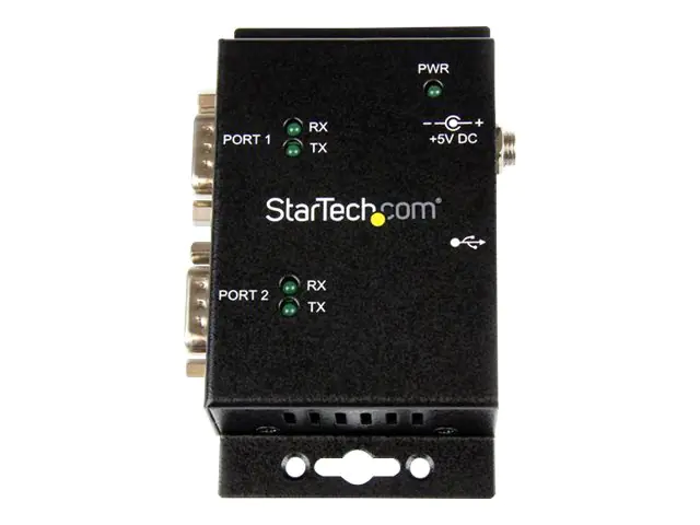 StarTech 2 Port USB auf Seriell RS232 Adapter - USB / DB9 Hub 2x DB9 Stecker 1x USB-B Buchse - Wandmontagefähig - Serieller Adapter - USB 2.0 - RS-232 x 2 - Schwarz