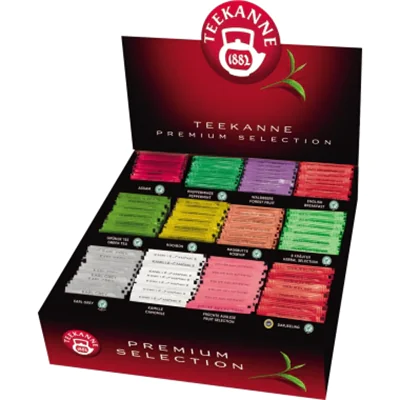 Teekanne Tee Gastro Premium Selection Box English Breakfast RFA, Assam RFA, Earl Grey RFA, Darjeeling RFA, Grüner Tee RFA, Rooibos RFA, Pfefferminze RFA, Kamille, 8Kräuter RFA, Hagebutte RFA, Früchte Auslese, Waldbeere 180 Btl./Pack. Teekanne Tee Gastro Premium Selection Box English Breakfast RFA, Assam RFA, Earl Grey RFA, Darjeeling RFA, Grüner Tee RFA, Rooibos RFA, Pfefferminze RFA, Kamille, 8Kräuter RFA, Hagebutte RFA, Früchte Auslese, Waldbeere 180 Btl./Pack.